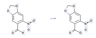 1,3-Benzodioxole-5-carboxaldehyde,6-nitro- can be used to produce 6-nitro-benzo[1,3]dioxole-5-carboxylic acid